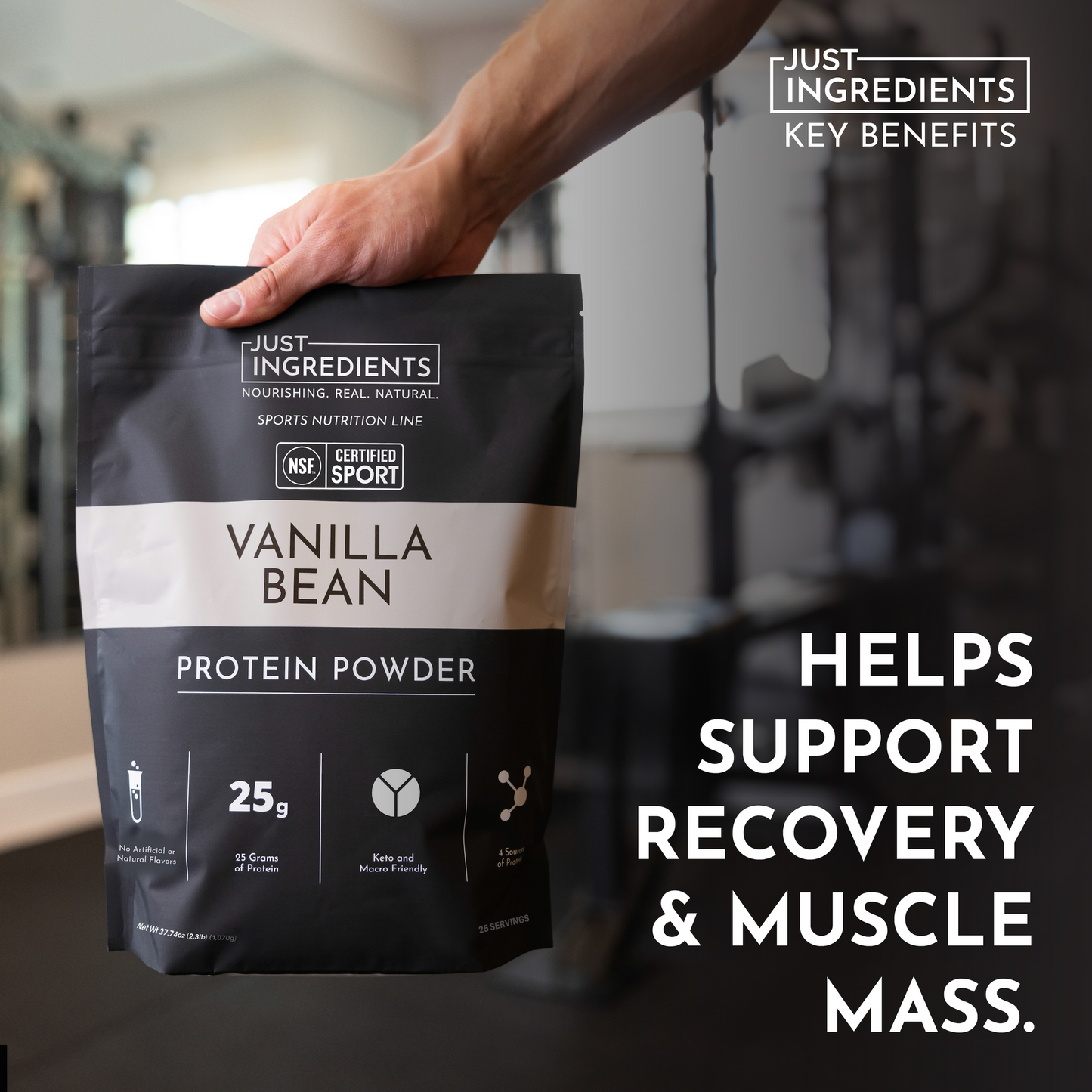 JUST INGREDIENTS Protein Powder — 20-serving blend to support muscle recovery and energy replenishment*